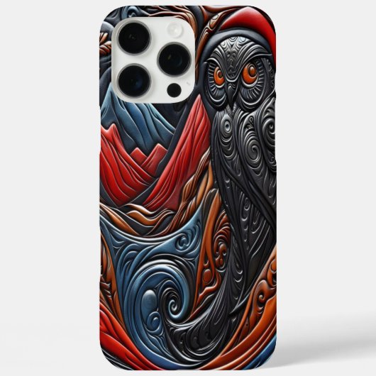鮮やかなスタイルの山岳風景の中のフクロウ Case-Mate iPhoneケース (裏面)