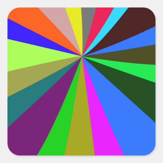 鮮やかなステッカーの虹 スクエアシール (正面)