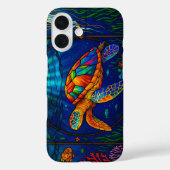 鮮やかなステンドグラスのウミガメの海洋デザイン Case-Mate iPhoneケース (裏面)