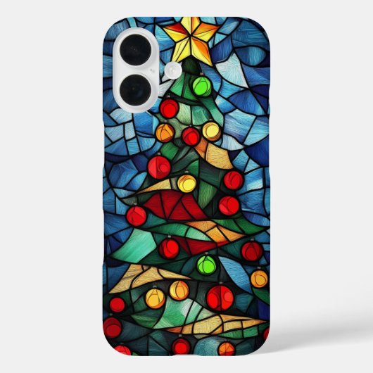 鮮やかなステンドグラスのクリスマスツリー Case-Mate iPhoneケース (裏面)