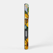 鮮やかなステンドグラスの花のパネル iPhoneケース (右側面)