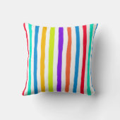 鮮やかなストライプアートカラーの手ポップ・アートの描き クッション (裏面)
