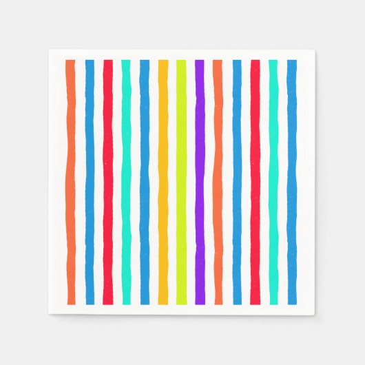 鮮やかなストライプアートカラーの手ポップ・アートの描き スタンダードカクテルナプキン (正面)