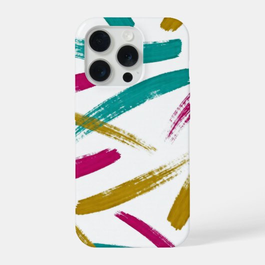 鮮やかなストローク ティール、マゼンタ、マスタード柄 iPhoneケース (裏面)
