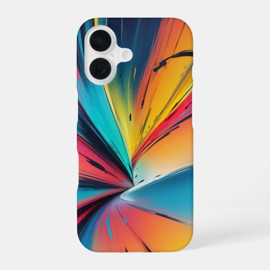 鮮やかなスピードバーストネオン抽象エネルギーアート iPhone 16ケース (裏面)