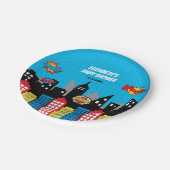 鮮やかなスーパーヒーローの誕生会の好意 ペーパープレート (アングル)