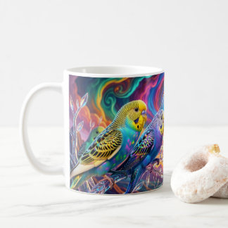 鮮やかなセキセイインコのマグカップ コーヒーマグカップ