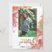 鮮やかなタイダイ・ウォーターカラー卒業写真 招待状 (正面)