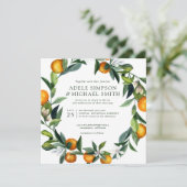 鮮やかなタンジェリン | オールインワン ボタニカルウェディング 招待状 (スタンド正面)