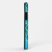 鮮やかなターコイズ、黒、白い波 Case-Mate iPhoneケース (裏面/右)