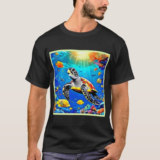 鮮やかなタートルリーフライフ Tシャツ (正面)