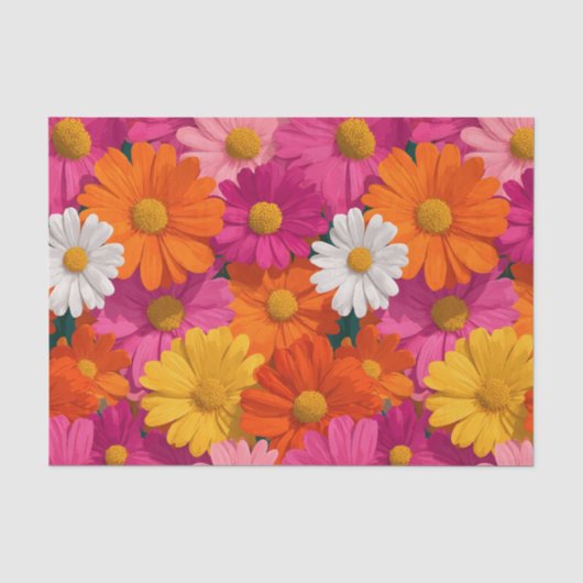 鮮やかなダイジーの花のシームレスパターン 薄葉紙 (正面)
