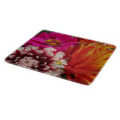 鮮やかなダリアと《植物》百日草のカッティングボード カッティングボード (角)