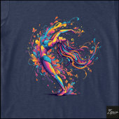 鮮やかなダンスの流れ　抽象的な女性アート トライブレンドＴシャツ