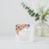 鮮やかなチューリップとグリーンの花束のブライズシャワー エンクロージャーカード (スタンド正面)