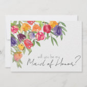 鮮やかなチューリップとグリーン ブライダルパーティーの提案 招待状 (正面)