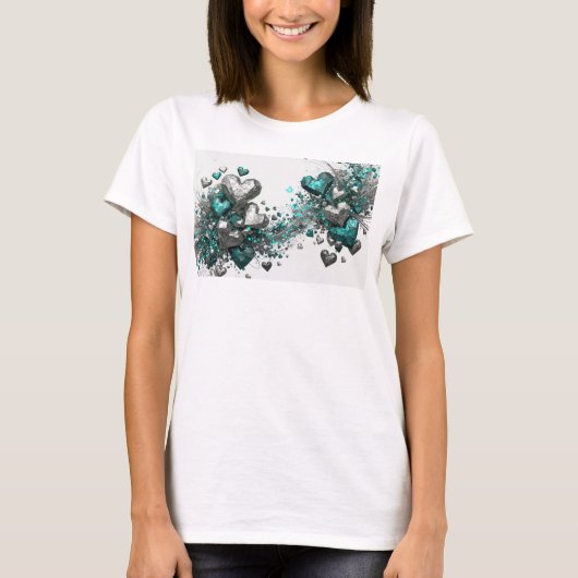 鮮やかなティールブルーの永遠の愛のオリジナルTシャツ Tシャツ (正面)