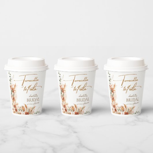 鮮やかなテラコッタとテキーラのプリンセスシャワー 紙コップ (複数)
