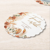 鮮やかなテラコッタとテキーラの ブライダルシャワー ペーパーコースター (アングル)