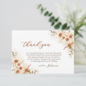 鮮やかなテラコッタの花を飾ったボヘミアンティックな美しい花嫁のシャワー サンキューカード (スタンド正面)