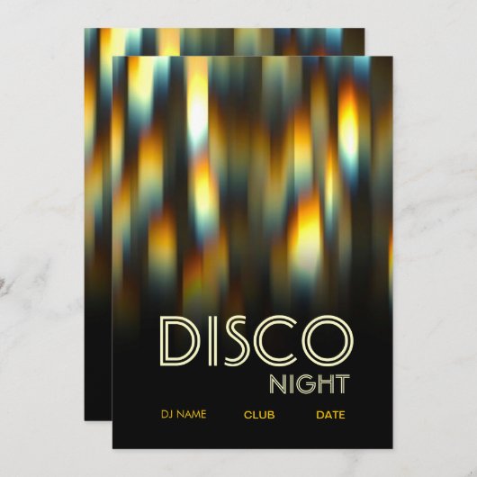 鮮やかなディスコパーティーのフライヤの招待状 招待状 (正面/裏面)