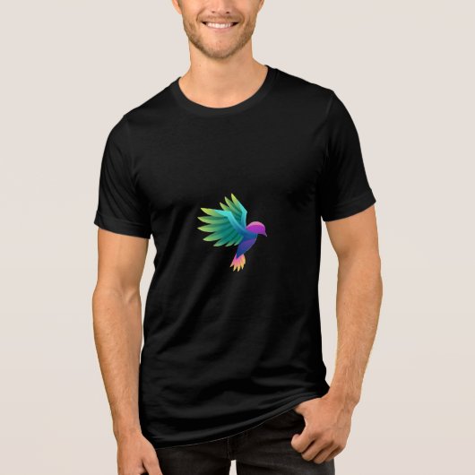 鮮やかなデザインの黒いTシャツ トライブレンドＴシャツ (正面)