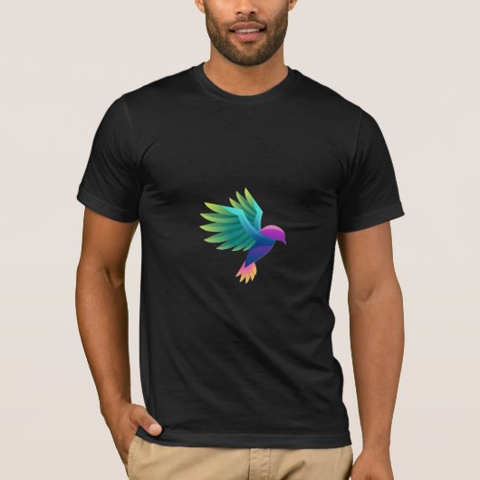 鮮やかなデザインの黒いTシャツ Tシャツ (正面)