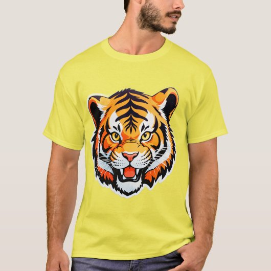 鮮やかなトラの顔 Tシャツ (正面)