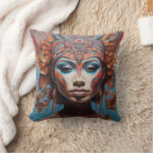 鮮やかなトライバル・フュージョン・アート クッション (ブランケット)