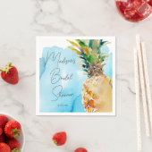 鮮やかなトロピカルパイナップル ブライダルシャワーパーティー スタンダードカクテルナプキン (インサイチュ)