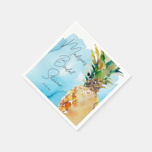 鮮やかなトロピカルパイナップル ブライダルシャワー パーティー スタンダードカクテルナプキン (角)