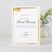 鮮やかなネイビーブルーとゴールドの多用途ブティックイベント 招待状 (スタンド正面)