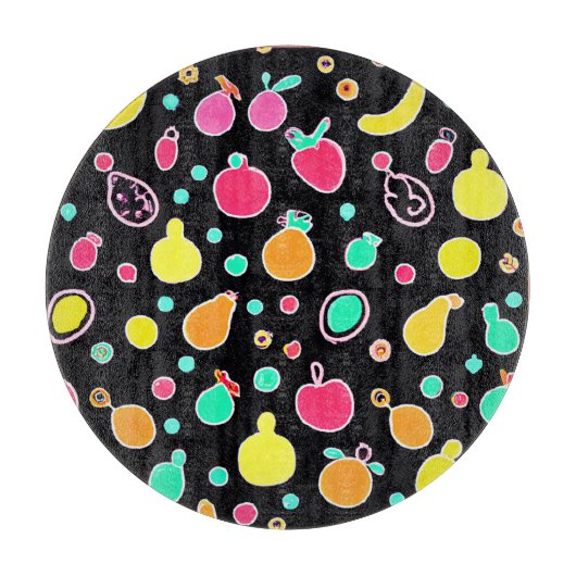 鮮やかなネオンの実り多いパターン カッティングボード (正面)