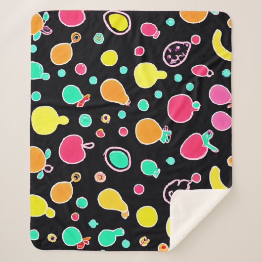 鮮やかなネオンの実り多いパターン シェルパブランケット (正面)