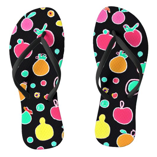 鮮やかなネオンの実り多いパターン ビーチサンダル (ソール)