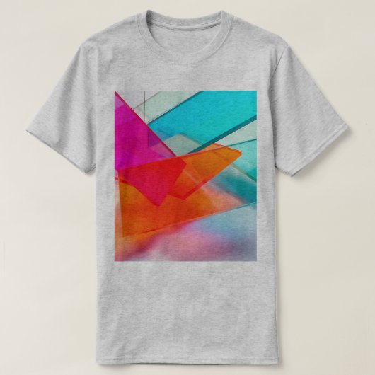 鮮やかなネオンの抽象的な3D半透明の長方形 Tシャツ (デザイン正面)