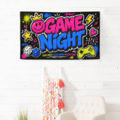 鮮やかなネオンの落書きゲームナイトパーティーバナー 横断幕 (インサイチュ)
