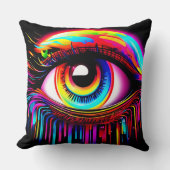 鮮やかなネオンアイと溶ける色 クッション (正面)