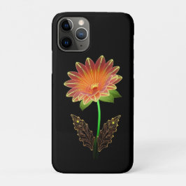 鮮やかなネオンアウトラインの花と豊かな緑の葉 iPhone 11 PROケース