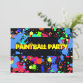 鮮やかなネオンカラーのペイントボールパーティー招待状 招待状 (スタンド正面)