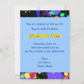 鮮やかなネオンカラーのペイントボールパーティー招待状 招待状 (裏面)