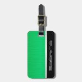 鮮やかなネオングリーンブラシ鋼及びシルバープリント ラゲッジタグ (正面縦)