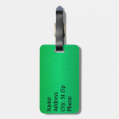 鮮やかなネオングリーンブラシ鋼及びシルバープリント ラゲッジタグ (裏面縦)