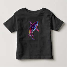 鮮やかなネオンシャークモダンデジタルオーシャン トドラーTシャツ