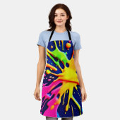 鮮やかなネオンスプラッシュ エプロン (着用した状態)