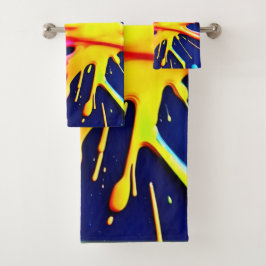 鮮やかなネオンスプラッシュ バスタオルセット