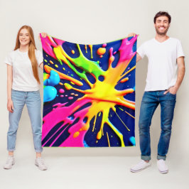 鮮やかなネオンスプラッシュ フリースブランケット