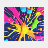 鮮やかなネオンスプラッシュ フリースブランケット (正面(横))