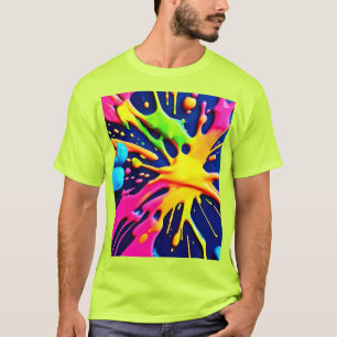 鮮やかなネオンスプラッシュ Tシャツ