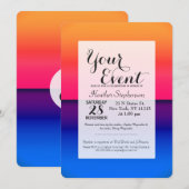 鮮やかなネオン抽象的な日の出 招待状 (正面/裏面)